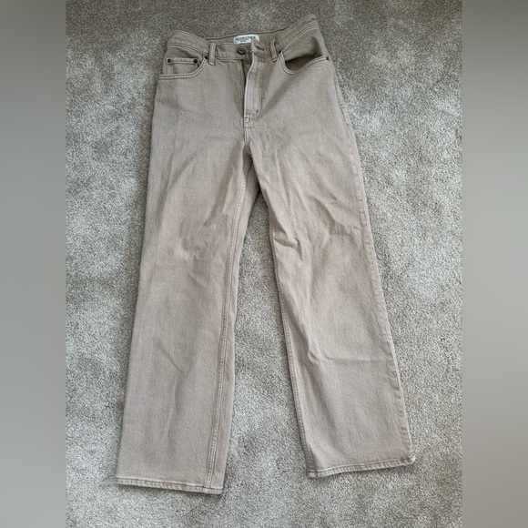 Wide Leg Abercrombie Tan Jeans - Picture 1 of 3